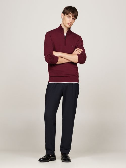 SWEATER ESSENTIAL COTTON ZIP MOCK