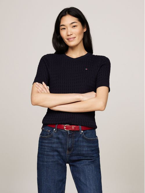 SWEATER CO CABLE C-NK SS SWT TH