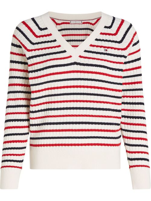 SWEATER CO CABLE V-NK SWEATER TH