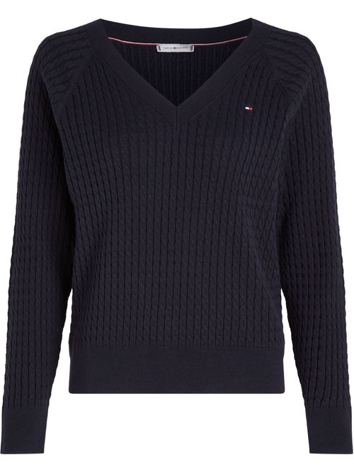 SWEATER CO CABLE V-NK SWEATER TH