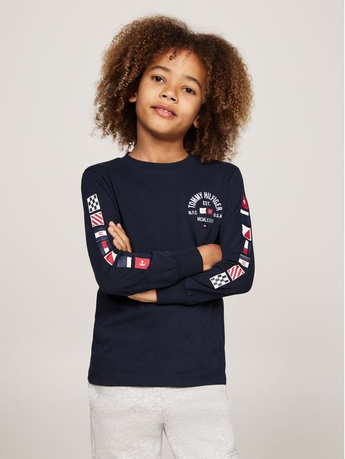 FLAGS EMBROIDERED REG TEE LS