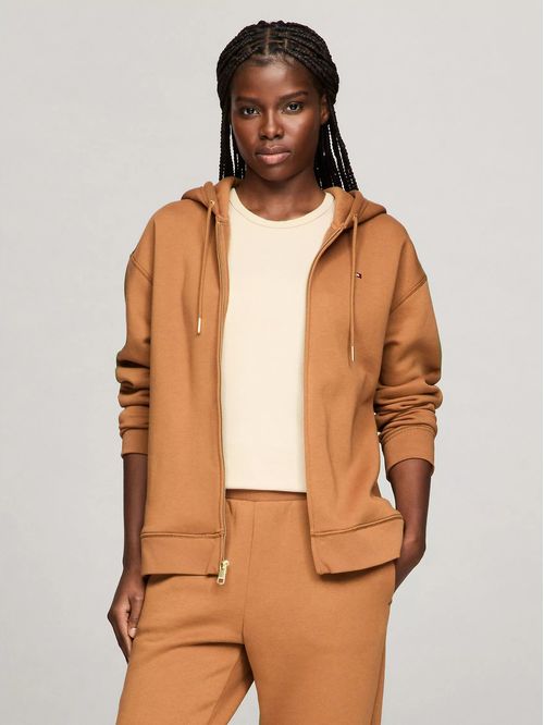 SWEATSHIRT W RELAXED FULL ZIP FLEECE HOOD