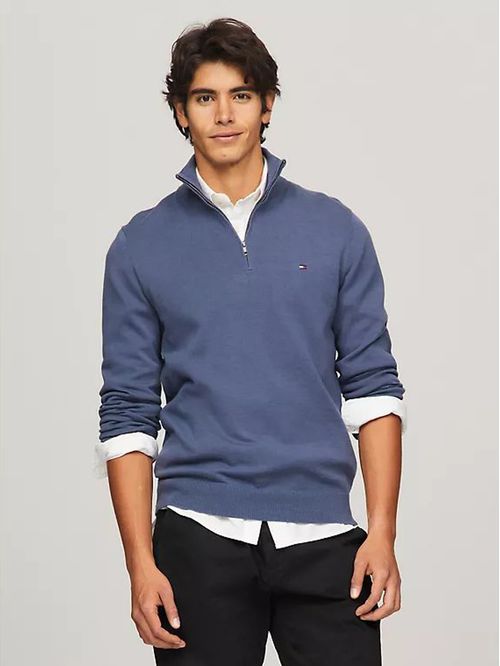 SWEATER M CTN ZIP MOCK