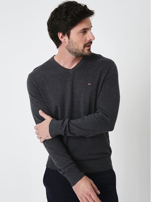 SWEATER ESSENTIAL COTTON V NECK TH