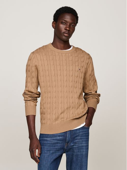SWEATER CLASSIC COTTON CABLE CREW NECK