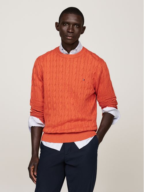 SWEATER CLASSIC COTTON CABLE CREW NECK