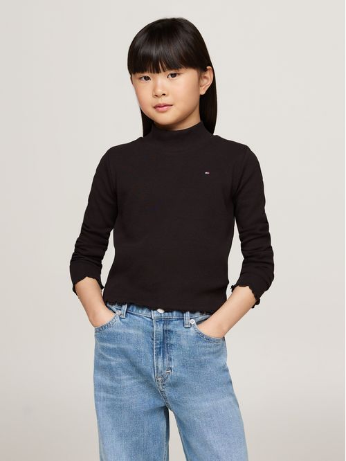 MOCK NECK RIB TOP LS