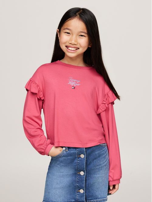 TH SCRIPT RUFFLE TEE LS