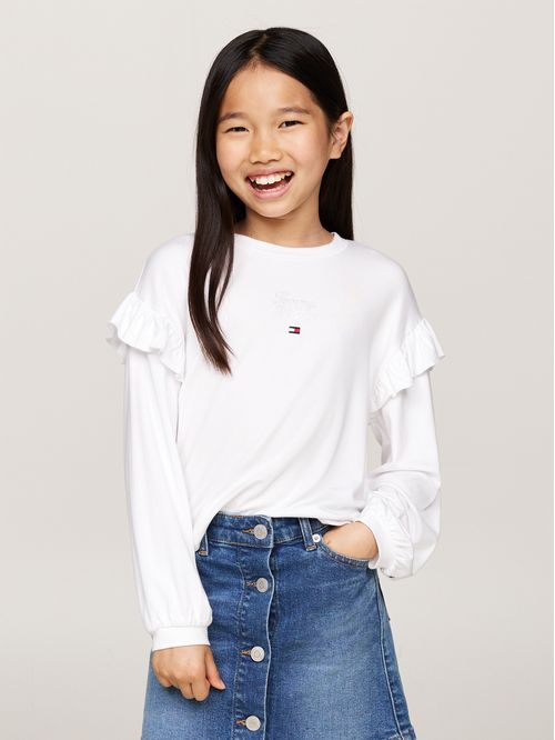 TH SCRIPT RUFFLE TEE LS