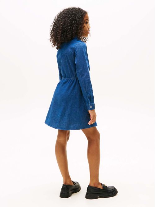 STRETCH DENIM SHIRT DRESS LS