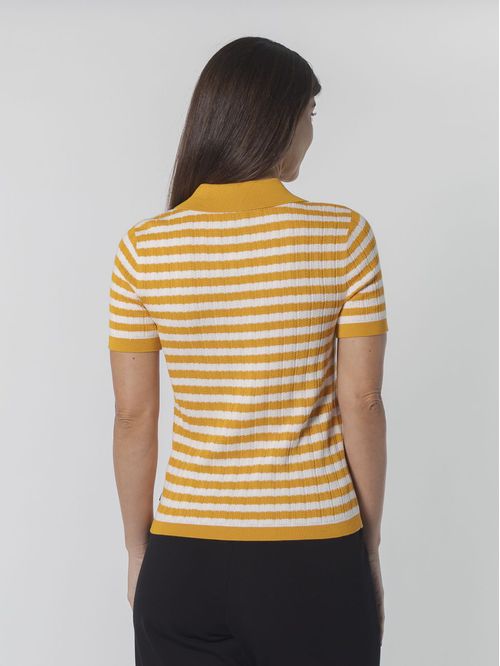 SWEATER STRP RIB S/S POLO SWTR