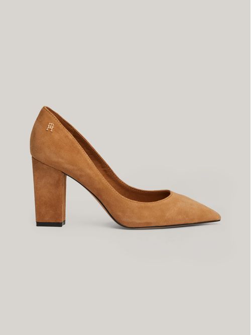 BLOCK HEEL POINTED PUMP SUEDE