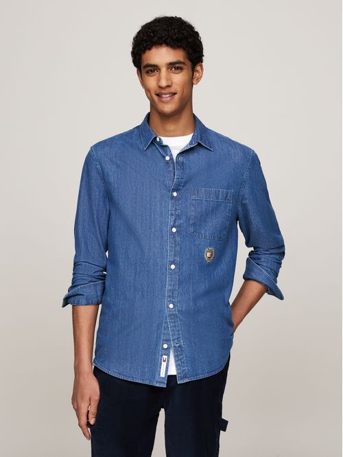 CAMISA TJM REG DENIM CREST SHIRT