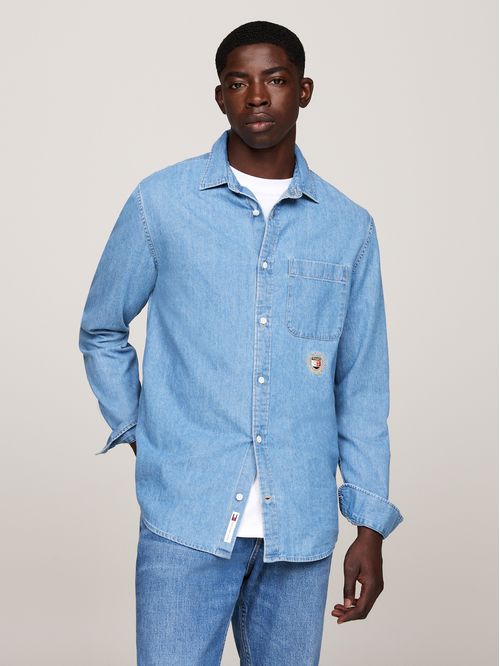 CAMISA TJM REG DENIM CREST SHIRT