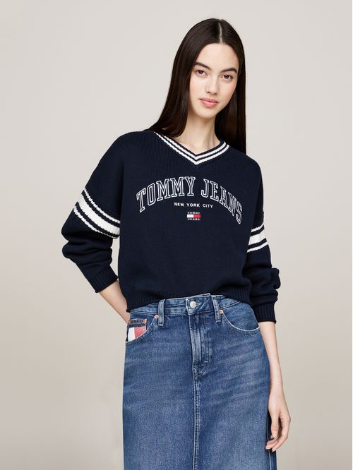 SWEATER TJW CRP VARSITY V-NECK SWEATER TH