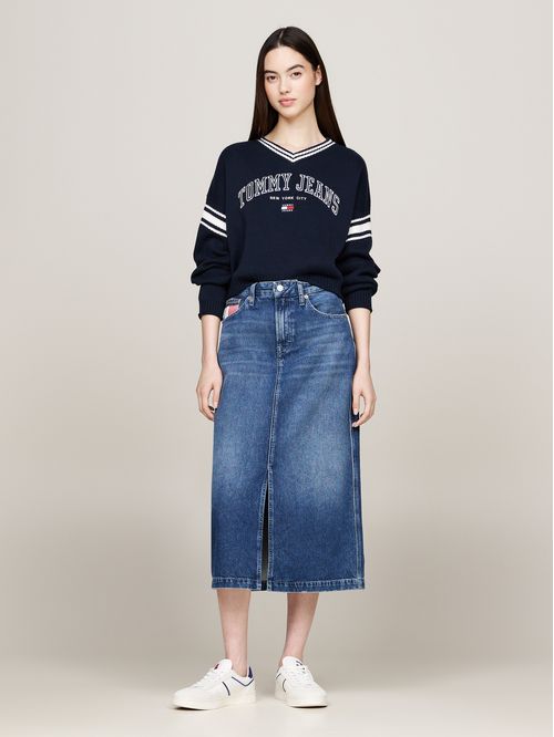 SWEATER TJW CRP VARSITY V-NECK SWEATER TH