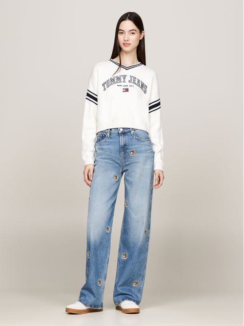 SWEATER TJW CRP VARSITY V-NECK SWEATER TH
