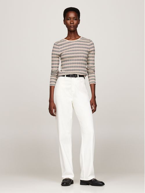 CAMISETA SLIM FINE STRIPE C-NK LS