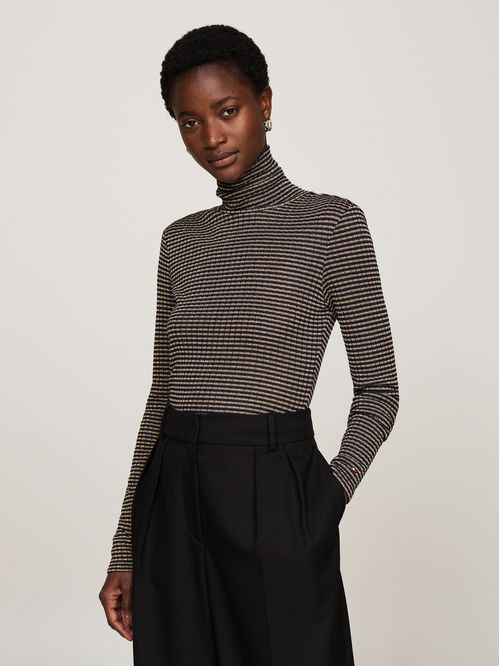 CAMISETA LUREX RIB STRIPE ROLL-NK LS