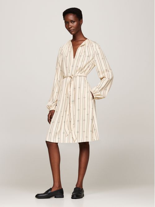 VESTIDO FLUID VIS GATHERED BELTED DRES