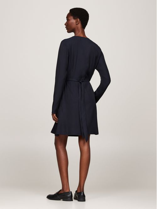 VESTIDO GOLD BUTTON VIS WRAP KNEE DRES