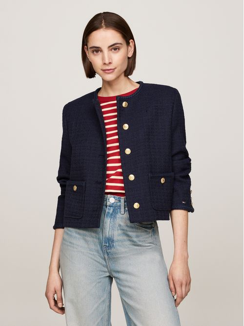 SACO TWEED CO MIX CREW NECK JACKET