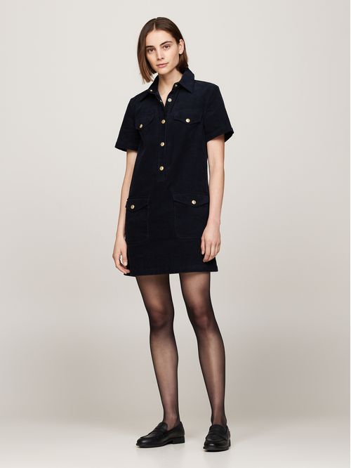 VESTIDO CORDUROY GOLD BUTTON DRESS