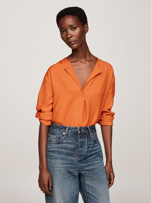 BLUSA FLUID VISCOSE V-NECK RLXD BLOU