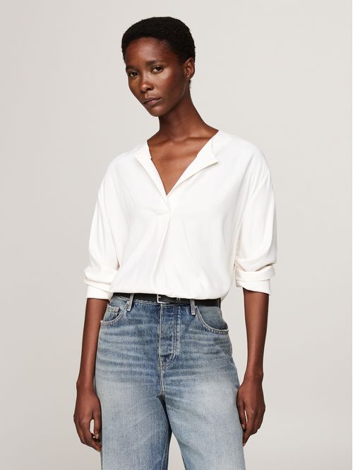 BLUSA FLUID VISCOSE V-NECK RLXD BLOU