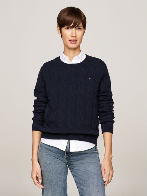 SWEATER SOFT WOOL CABLE C-NK