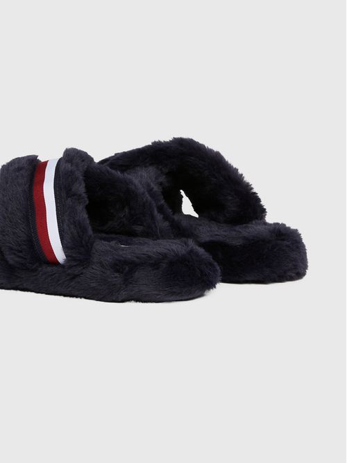 PANTUFLAS FUR CROSS STRAP HOME SLIPPER