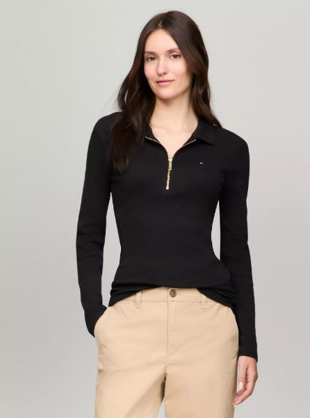 POLO W L/S MANGO ZIP POLO TH