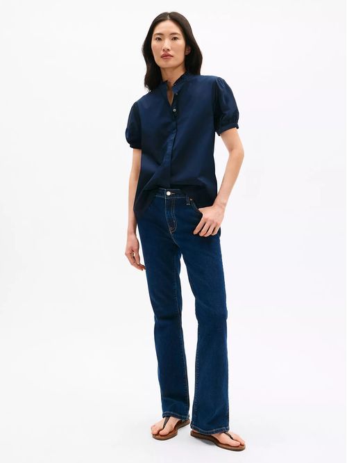 BLUSA W SS PUFF SLV SHIRT-SOLID