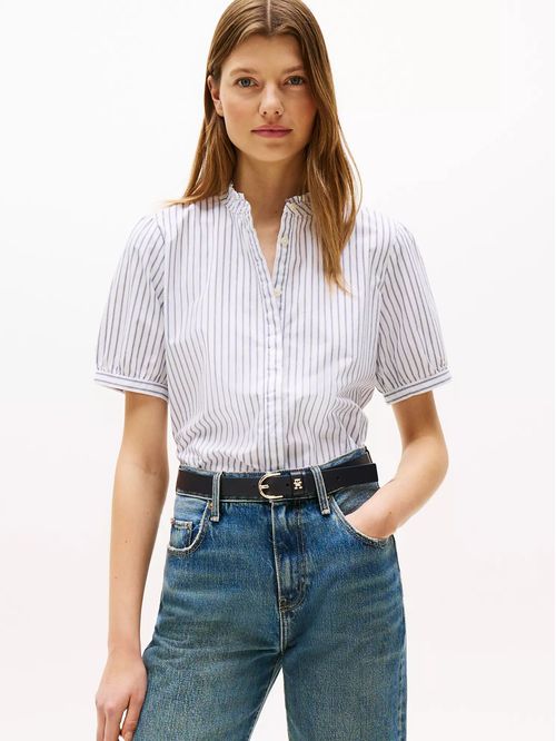 BLUSA W SS PUFF SLV SHIRT-STRIPE