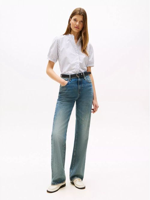 BLUSA W SS PUFF SLV SHIRT-STRIPE