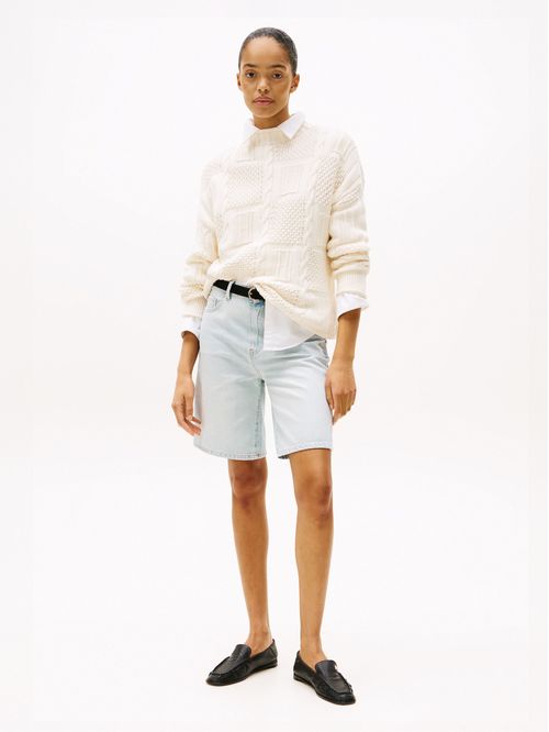 SWEATER CABLE MIX TEXTURE LS MOCK-NK S