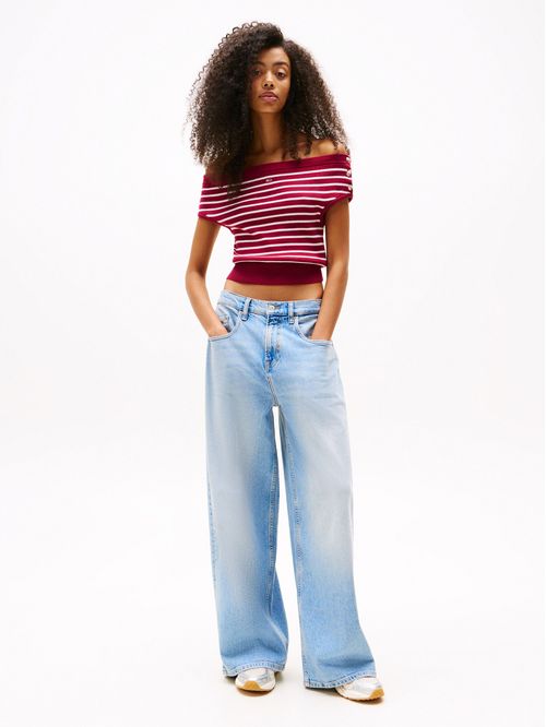 SWEATER TJW OFF SHOULDER STRIPE SWEATE