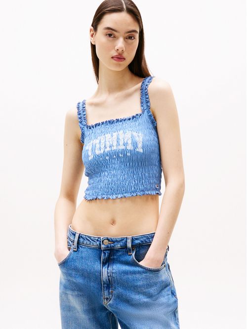 TOP TJW SMOCK VARSITY BRALETTE