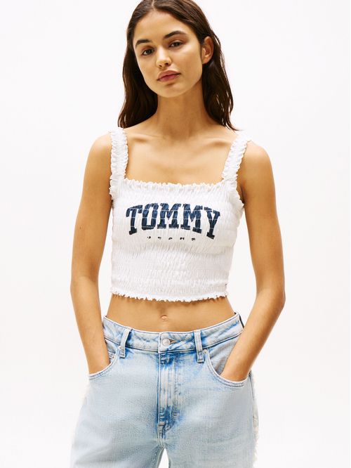 TOP TJW SMOCK VARSITY BRALETTE