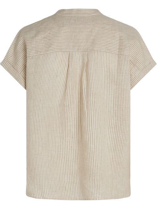 BLUSA ESS LINEN COLLARLESS S/S BLOUS