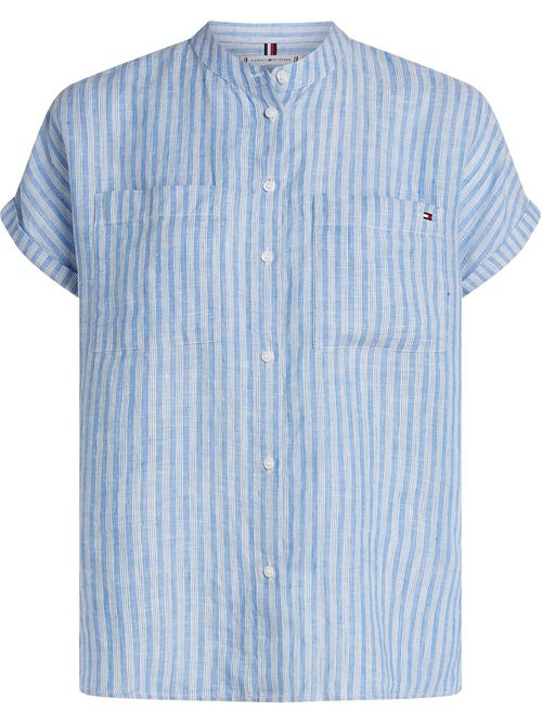 BLUSA ESS LINEN COLLARLESS S/S BLOUS