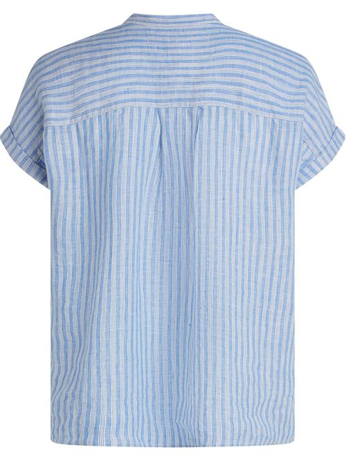 BLUSA ESS LINEN COLLARLESS S/S BLOUS