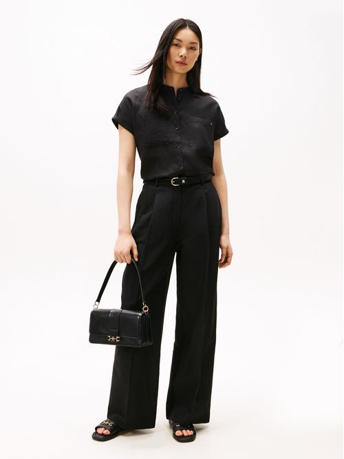 BLUSA ESS LINEN COLLARLESS S/S BLOUS