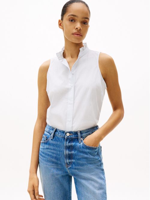 BLUSA CO STP S/L FRILL SHIRT