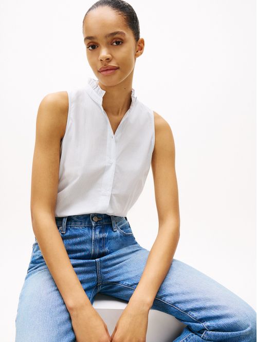 BLUSA CO STP S/L FRILL SHIRT