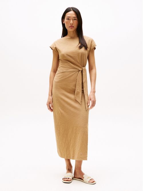 VESTIDO KNOT BOAT-NK MIDI DRESS SS