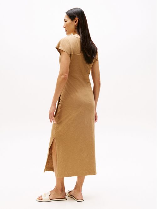 VESTIDO KNOT BOAT-NK MIDI DRESS SS