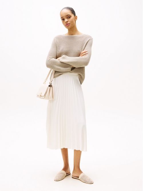 SWEATER POINTELLE CROCHET OPEN-NK LS S