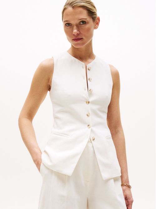 CHALECO LINEN MIX SLIM WAISTCOAST TOP