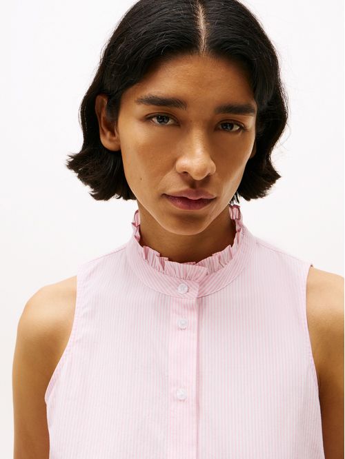 BLUSA CO STP S/L FRILL SHIRT